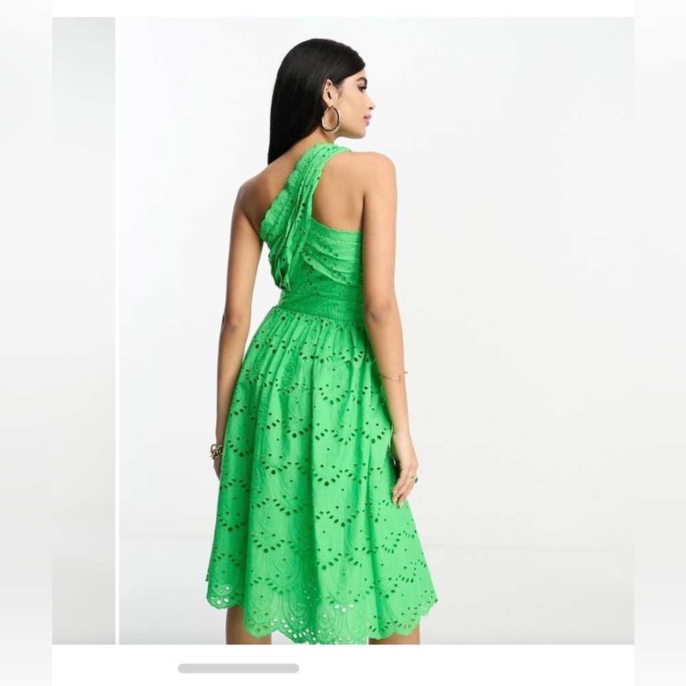 French Connection Vibrant Green One-Shoulder Dress